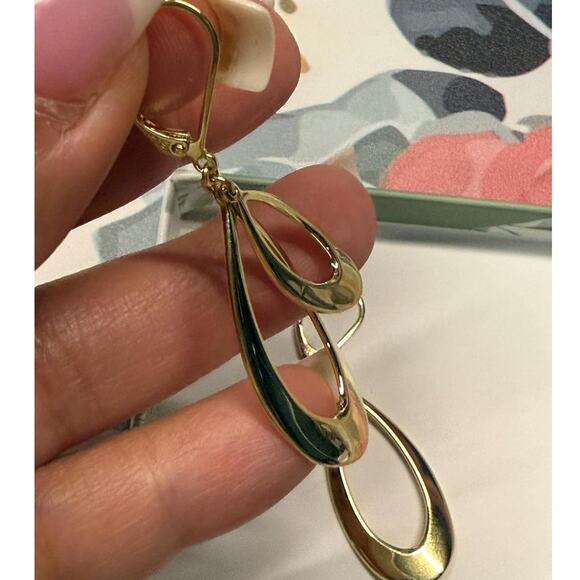 925 Sterling 14K Gold Plated Teardrop Leverback Dangle Earrings for Women - Picture 2 of 5